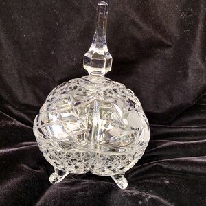 Vintage Lead Crystal Footed Candy Dish With Lid
